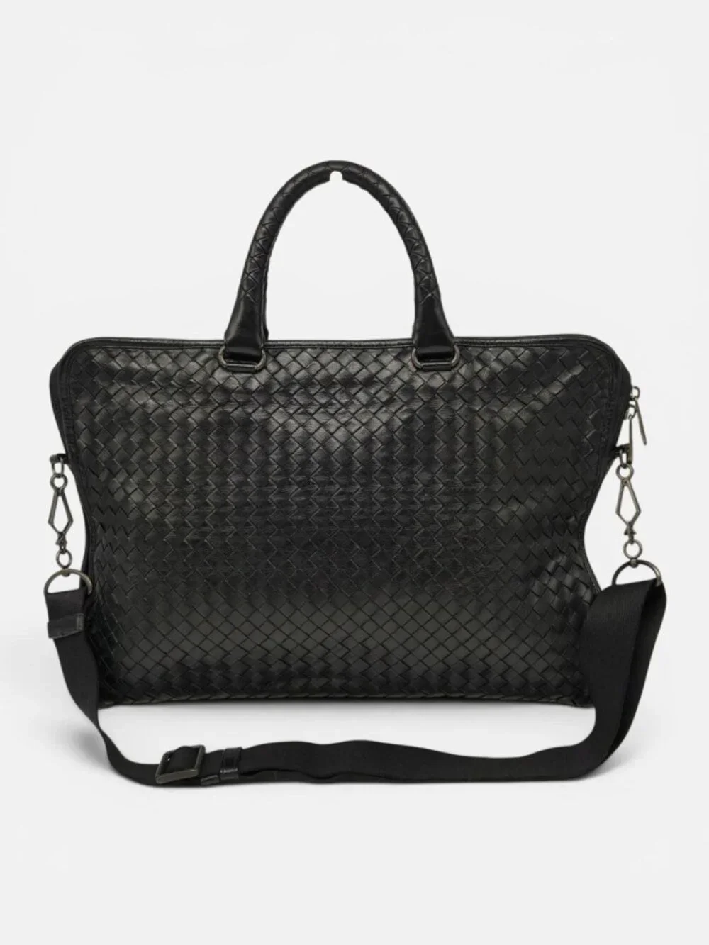 Bottega Veneta Intrecciato Black Leather Briefcase Business Laptop Bag